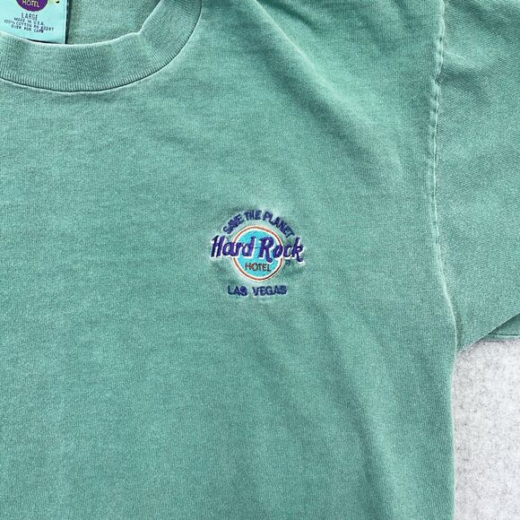 VTG Hard Rock Hotel Las Vegas T-Shirt Adult Large L Green Single Stitch USA Made - Picture 3 of 9